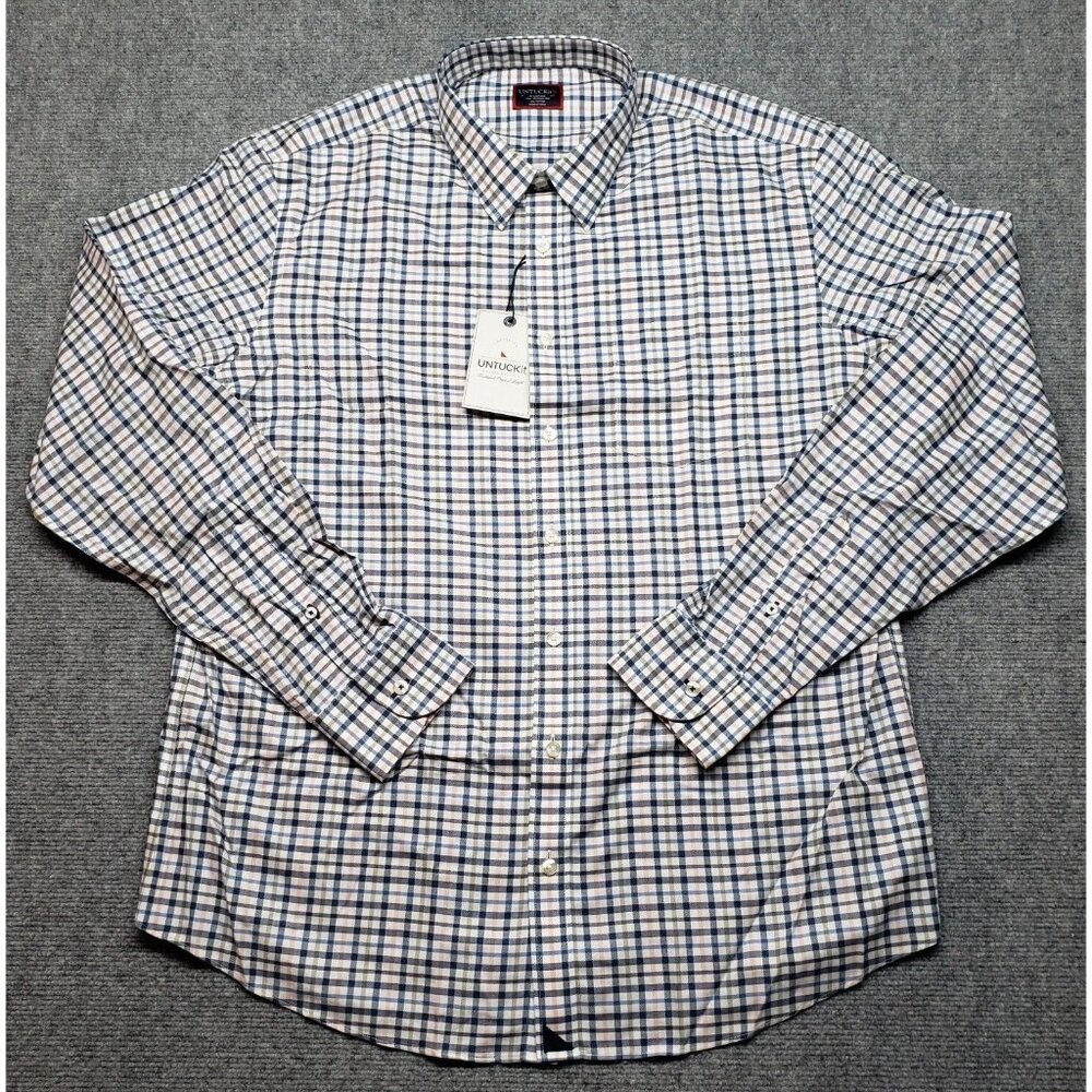 UNTUCKit Seyval Shirt Mens XLT Multicolor Button Up Check Long Sleeve Cotton New